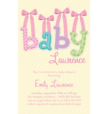 Baby Shower Invitations, Baby Bows Pink,  Paper So Pretty